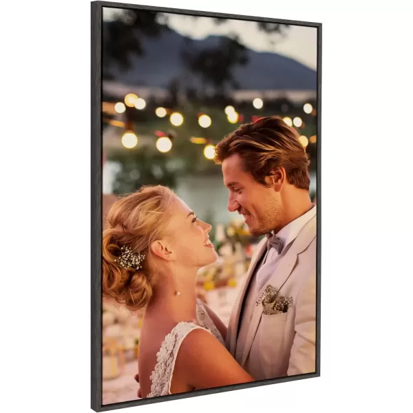imageKate and Laurel Sylvie Custom Printed Framed Canvas Wall Art 14x265 Dark Gray Personal Canvas Print with Your Photos for Living Room Gallery Wall Decor  Printed and Hand Framed in the USADark Gray