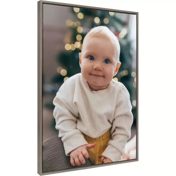 imageKate and Laurel Sylvie Custom Printed Framed Canvas Wall Art 14x265 Dark Gray Personal Canvas Print with Your Photos for Living Room Gallery Wall Decor  Printed and Hand Framed in the USAGray