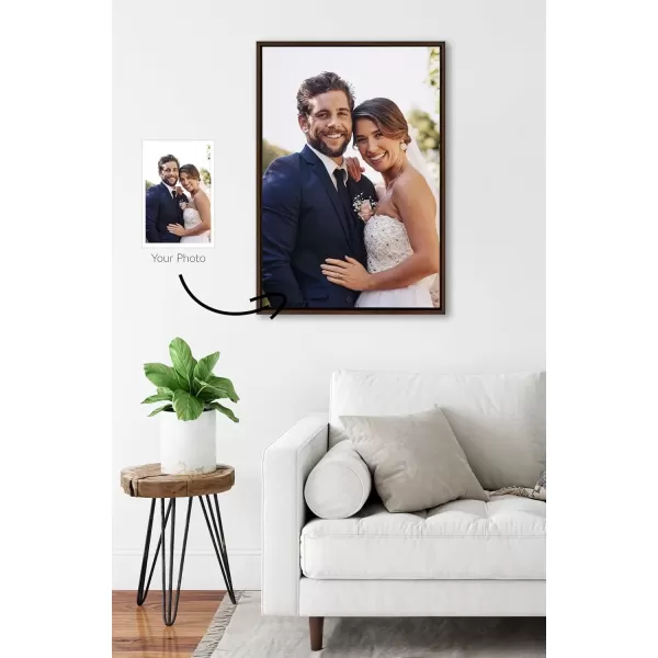 imageKate and Laurel Sylvie Custom Printed Framed Canvas Wall Art 14x265 Dark Gray Personal Canvas Print with Your Photos for Living Room Gallery Wall Decor  Printed and Hand Framed in the USABrown