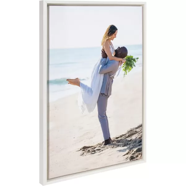 imageKate and Laurel Sylvie Custom Printed Framed Canvas Wall Art 14x265 Dark Gray Personal Canvas Print with Your Photos for Living Room Gallery Wall Decor  Printed and Hand Framed in the USAWhite