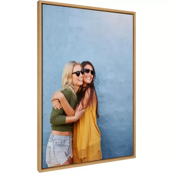 imageKate and Laurel Sylvie Custom Printed Framed Canvas Wall Art 14x265 Dark Gray Personal Canvas Print with Your Photos for Living Room Gallery Wall Decor  Printed and Hand Framed in the USANatural