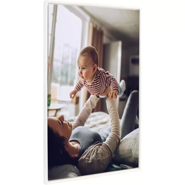 imageKate and Laurel Sylvie Custom Printed Framed Canvas Wall Art 14x265 Dark Gray Personal Canvas Print with Your Photos for Living Room Gallery Wall Decor  Printed and Hand Framed in the USABeaded White