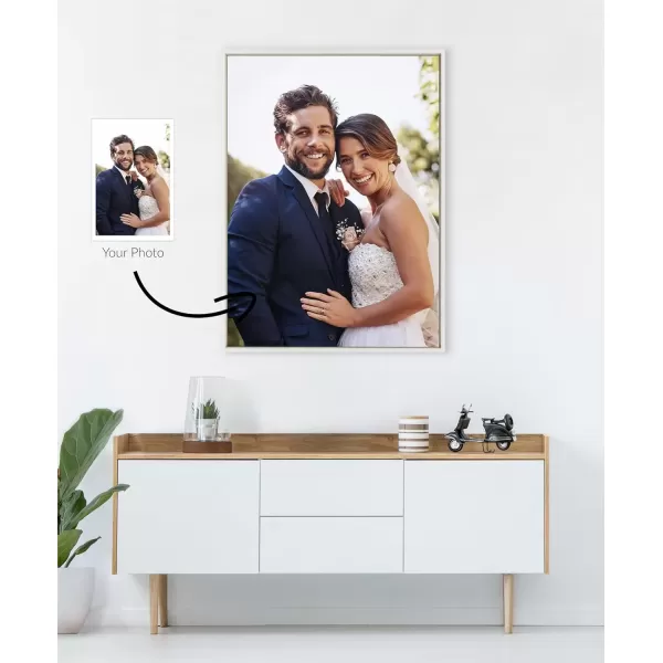 imageKate and Laurel Sylvie Custom Printed Framed Canvas Wall Art 14x265 Dark Gray Personal Canvas Print with Your Photos for Living Room Gallery Wall Decor  Printed and Hand Framed in the USAWhite