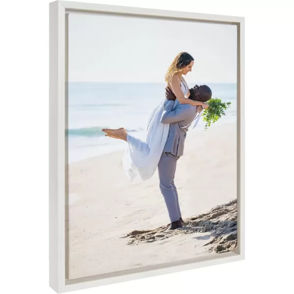 imageKate and Laurel Sylvie Custom Printed Framed Canvas Wall Art 14x265 Dark Gray Personal Canvas Print with Your Photos for Living Room Gallery Wall Decor  Printed and Hand Framed in the USAWhite