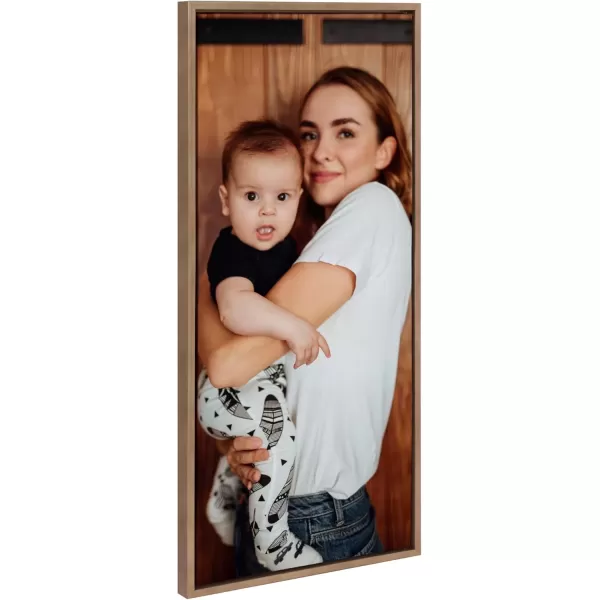 imageKate and Laurel Sylvie Custom Printed Framed Canvas Wall Art 14x265 Dark Gray Personal Canvas Print with Your Photos for Living Room Gallery Wall Decor  Printed and Hand Framed in the USAGold