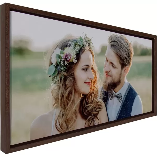 imageKate and Laurel Sylvie Custom Printed Framed Canvas Wall Art 14x265 Dark Gray Personal Canvas Print with Your Photos for Living Room Gallery Wall Decor  Printed and Hand Framed in the USABrown