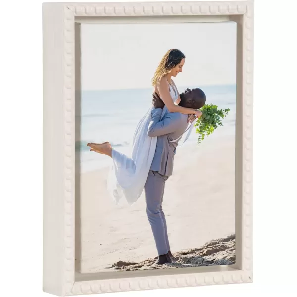 imageKate and Laurel Sylvie Custom Printed Framed Canvas Wall Art 14x265 Dark Gray Personal Canvas Print with Your Photos for Living Room Gallery Wall Decor  Printed and Hand Framed in the USABeaded White
