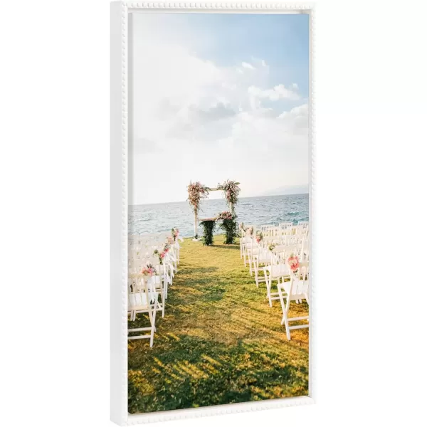imageKate and Laurel Sylvie Custom Printed Framed Canvas Wall Art 14x265 Dark Gray Personal Canvas Print with Your Photos for Living Room Gallery Wall Decor  Printed and Hand Framed in the USABeaded White