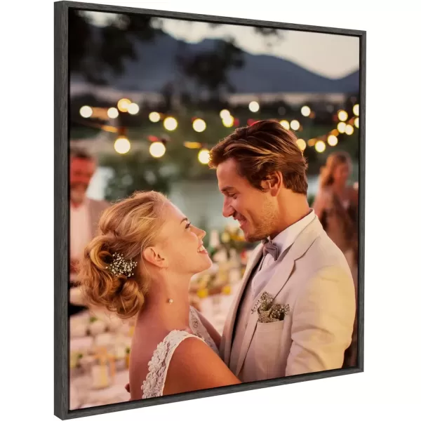 imageKate and Laurel Sylvie Custom Printed Framed Canvas Wall Art 14x265 Dark Gray Personal Canvas Print with Your Photos for Living Room Gallery Wall Decor  Printed and Hand Framed in the USADark Gray