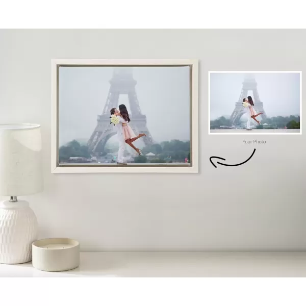 imageKate and Laurel Sylvie Custom Printed Framed Canvas Wall Art 14x265 Dark Gray Personal Canvas Print with Your Photos for Living Room Gallery Wall Decor  Printed and Hand Framed in the USAWhite