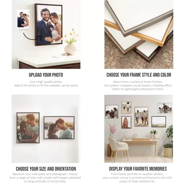 imageKate and Laurel Sylvie Custom Printed Framed Canvas Wall Art 14x265 Dark Gray Personal Canvas Print with Your Photos for Living Room Gallery Wall Decor  Printed and Hand Framed in the USADark Gray