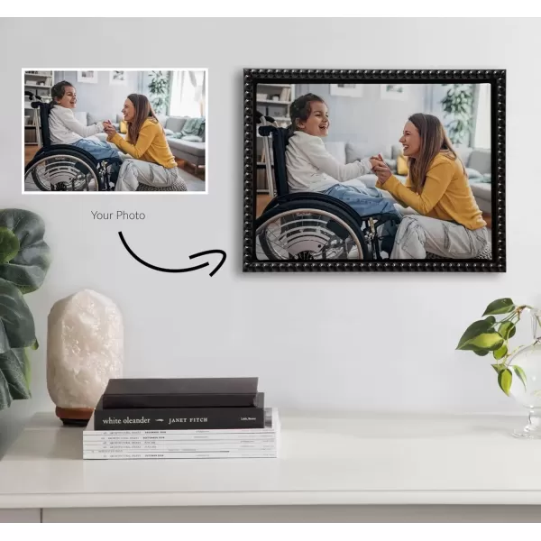 imageKate and Laurel Sylvie Custom Printed Framed Canvas Wall Art 14x265 Dark Gray Personal Canvas Print with Your Photos for Living Room Gallery Wall Decor  Printed and Hand Framed in the USABeaded Black