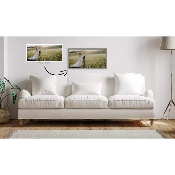 imageKate and Laurel Sylvie Custom Printed Framed Canvas Wall Art 14x265 Dark Gray Personal Canvas Print with Your Photos for Living Room Gallery Wall Decor  Printed and Hand Framed in the USAGray