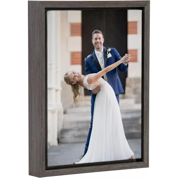 imageKate and Laurel Sylvie Custom Printed Framed Canvas Wall Art 14x265 Dark Gray Personal Canvas Print with Your Photos for Living Room Gallery Wall Decor  Printed and Hand Framed in the USAGray
