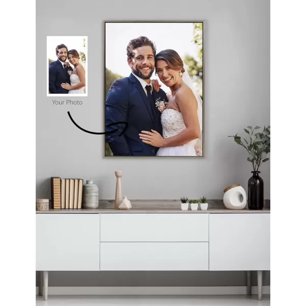 imageKate and Laurel Sylvie Custom Printed Framed Canvas Wall Art 14x265 Dark Gray Personal Canvas Print with Your Photos for Living Room Gallery Wall Decor  Printed and Hand Framed in the USAGray