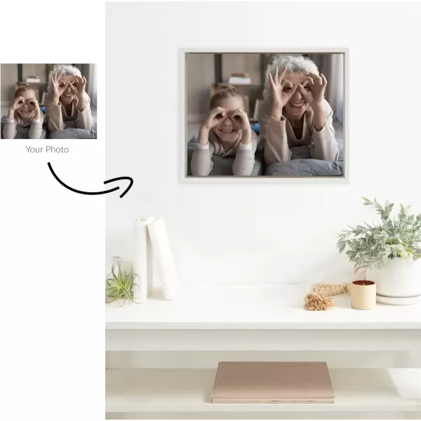 imageKate and Laurel Sylvie Custom Printed Framed Canvas Wall Art 14x265 Dark Gray Personal Canvas Print with Your Photos for Living Room Gallery Wall Decor  Printed and Hand Framed in the USAWhite