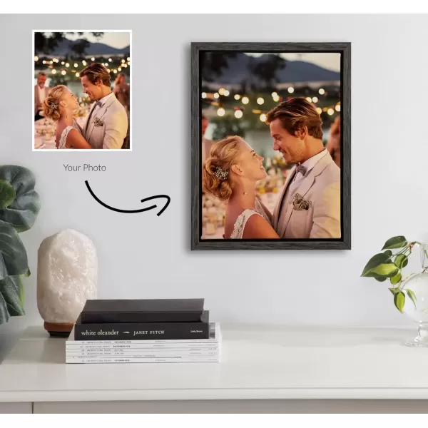 imageKate and Laurel Sylvie Custom Printed Framed Canvas Wall Art 14x265 Dark Gray Personal Canvas Print with Your Photos for Living Room Gallery Wall Decor  Printed and Hand Framed in the USADark Gray