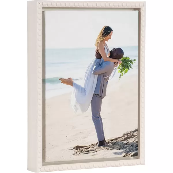 imageKate and Laurel Sylvie Custom Printed Framed Canvas Wall Art 14x265 Dark Gray Personal Canvas Print with Your Photos for Living Room Gallery Wall Decor  Printed and Hand Framed in the USABeaded White