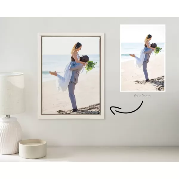 imageKate and Laurel Sylvie Custom Printed Framed Canvas Wall Art 14x265 Dark Gray Personal Canvas Print with Your Photos for Living Room Gallery Wall Decor  Printed and Hand Framed in the USAWhite