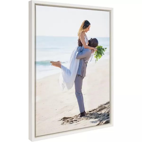 imageKate and Laurel Sylvie Custom Printed Framed Canvas Wall Art 14x265 Dark Gray Personal Canvas Print with Your Photos for Living Room Gallery Wall Decor  Printed and Hand Framed in the USAWhite