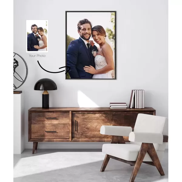 imageKate and Laurel Sylvie Custom Printed Framed Canvas Wall Art 14x265 Dark Gray Personal Canvas Print with Your Photos for Living Room Gallery Wall Decor  Printed and Hand Framed in the USADark Gray
