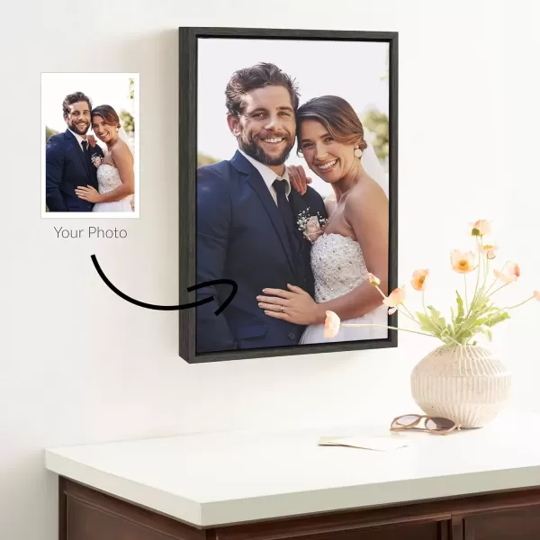 imageKate and Laurel Sylvie Custom Printed Framed Canvas Wall Art 14x265 Dark Gray Personal Canvas Print with Your Photos for Living Room Gallery Wall Decor  Printed and Hand Framed in the USADark Gray