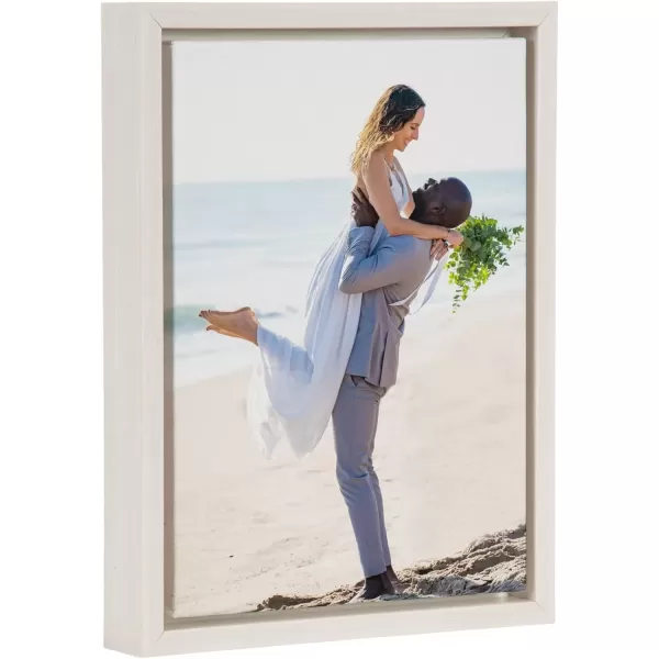 imageKate and Laurel Sylvie Custom Printed Framed Canvas Wall Art 14x265 Dark Gray Personal Canvas Print with Your Photos for Living Room Gallery Wall Decor  Printed and Hand Framed in the USAWhite