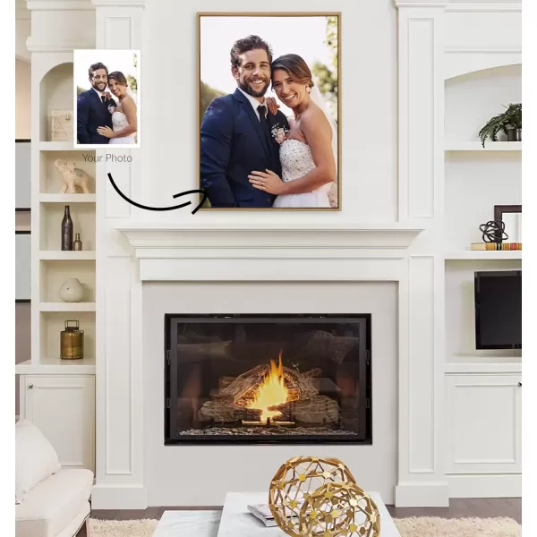 imageKate and Laurel Sylvie Custom Printed Framed Canvas Wall Art 14x265 Dark Gray Personal Canvas Print with Your Photos for Living Room Gallery Wall Decor  Printed and Hand Framed in the USANatural