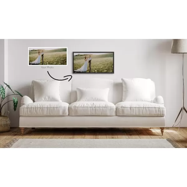 imageKate and Laurel Sylvie Custom Printed Framed Canvas Wall Art 14x265 Dark Gray Personal Canvas Print with Your Photos for Living Room Gallery Wall Decor  Printed and Hand Framed in the USADark Gray