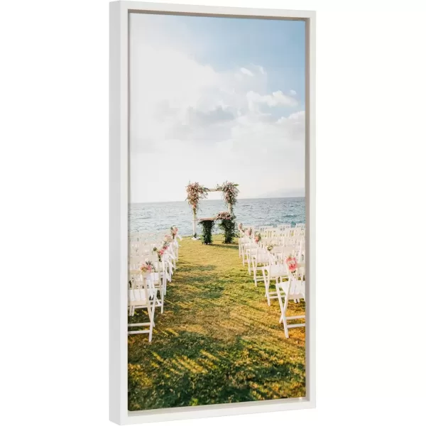 imageKate and Laurel Sylvie Custom Printed Framed Canvas Wall Art 14x265 Dark Gray Personal Canvas Print with Your Photos for Living Room Gallery Wall Decor  Printed and Hand Framed in the USAWhite