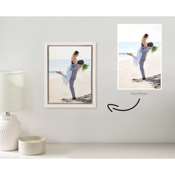 imageKate and Laurel Sylvie Custom Printed Framed Canvas Wall Art 14x265 Dark Gray Personal Canvas Print with Your Photos for Living Room Gallery Wall Decor  Printed and Hand Framed in the USAWhite