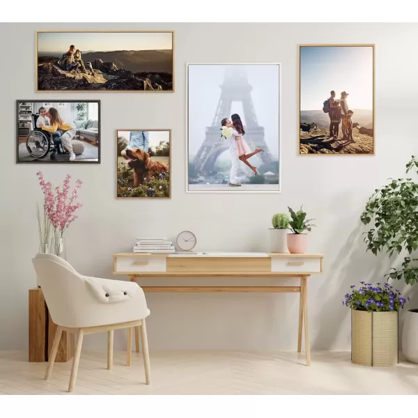 imageKate and Laurel Sylvie Custom Printed Framed Canvas Wall Art 14x265 Dark Gray Personal Canvas Print with Your Photos for Living Room Gallery Wall Decor  Printed and Hand Framed in the USADark Gray