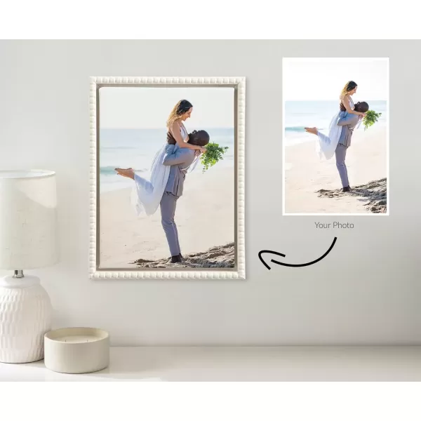 imageKate and Laurel Sylvie Custom Printed Framed Canvas Wall Art 14x265 Dark Gray Personal Canvas Print with Your Photos for Living Room Gallery Wall Decor  Printed and Hand Framed in the USABeaded White
