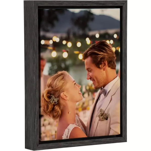 imageKate and Laurel Sylvie Custom Printed Framed Canvas Wall Art 14x265 Dark Gray Personal Canvas Print with Your Photos for Living Room Gallery Wall Decor  Printed and Hand Framed in the USADark Gray