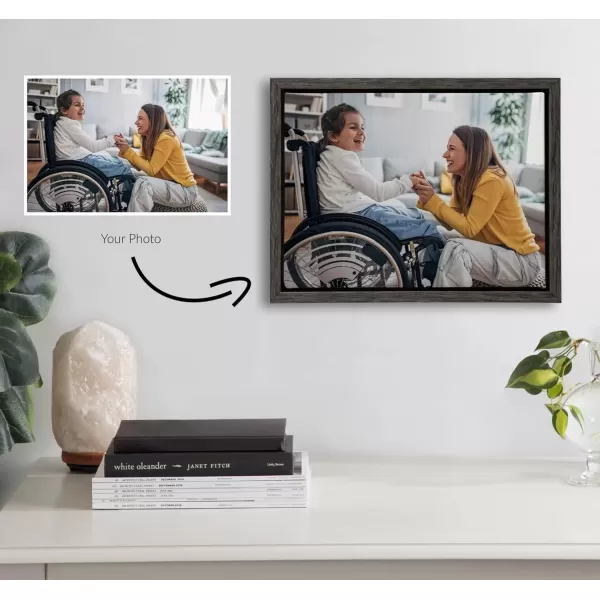 imageKate and Laurel Sylvie Custom Printed Framed Canvas Wall Art 14x265 Dark Gray Personal Canvas Print with Your Photos for Living Room Gallery Wall Decor  Printed and Hand Framed in the USADark Gray