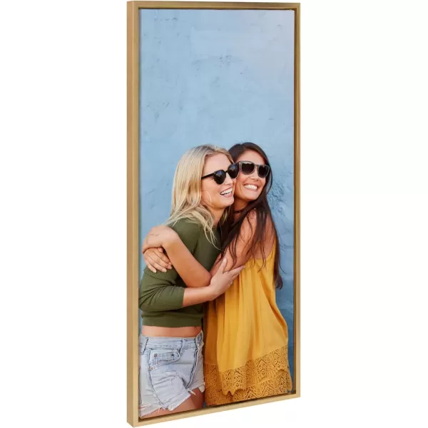 imageKate and Laurel Sylvie Custom Printed Framed Canvas Wall Art 14x265 Dark Gray Personal Canvas Print with Your Photos for Living Room Gallery Wall Decor  Printed and Hand Framed in the USABright Gold