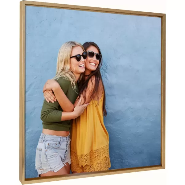 imageKate and Laurel Sylvie Custom Printed Framed Canvas Wall Art 14x265 Dark Gray Personal Canvas Print with Your Photos for Living Room Gallery Wall Decor  Printed and Hand Framed in the USABright Gold