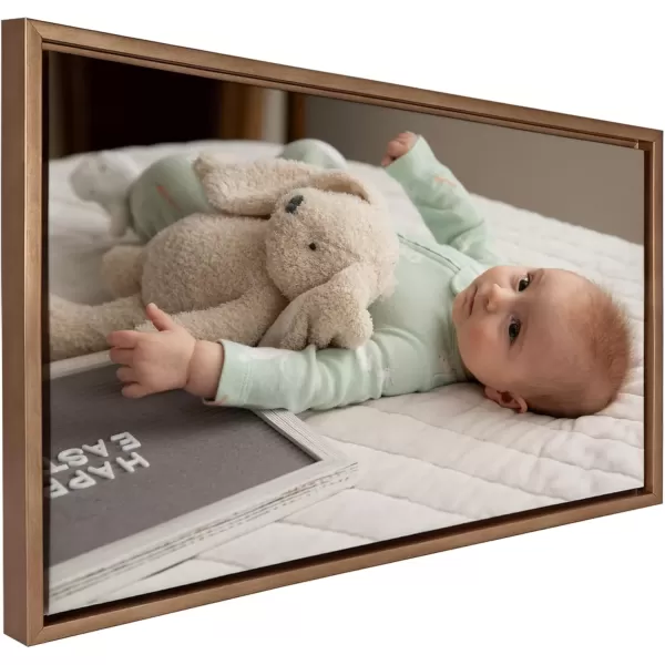 imageKate and Laurel Sylvie Custom Printed Framed Canvas Wall Art 14x265 Dark Gray Personal Canvas Print with Your Photos for Living Room Gallery Wall Decor  Printed and Hand Framed in the USAGold