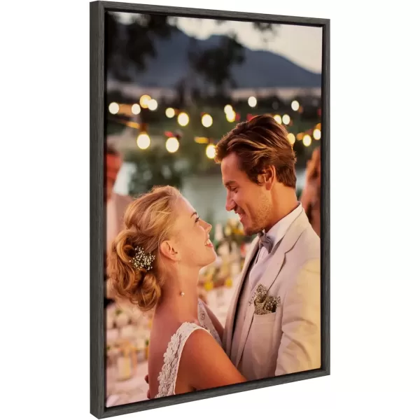 imageKate and Laurel Sylvie Custom Printed Framed Canvas Wall Art 14x265 Dark Gray Personal Canvas Print with Your Photos for Living Room Gallery Wall Decor  Printed and Hand Framed in the USADark Gray