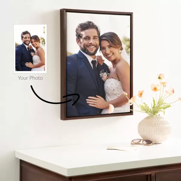 imageKate and Laurel Sylvie Custom Printed Framed Canvas Wall Art 14x265 Dark Gray Personal Canvas Print with Your Photos for Living Room Gallery Wall Decor  Printed and Hand Framed in the USABrown