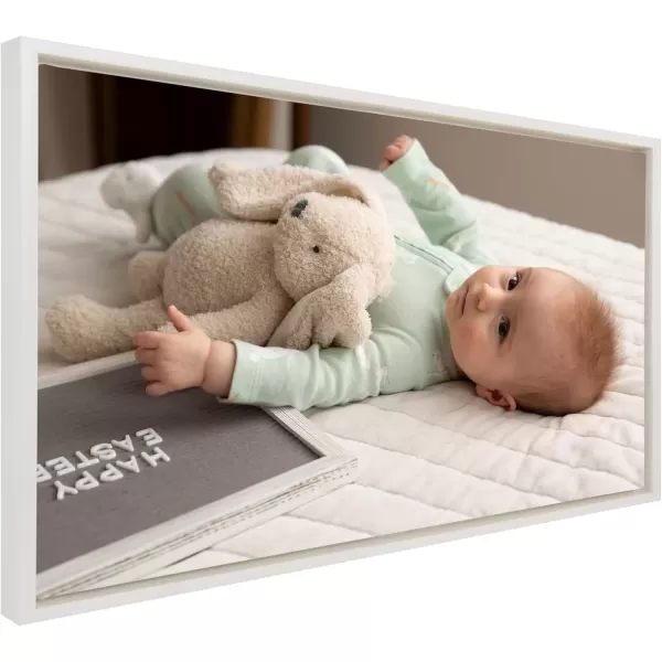 imageKate and Laurel Sylvie Custom Printed Framed Canvas Wall Art 14x265 Dark Gray Personal Canvas Print with Your Photos for Living Room Gallery Wall Decor  Printed and Hand Framed in the USAWhite