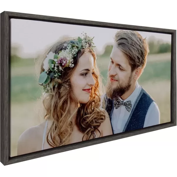 imageKate and Laurel Sylvie Custom Printed Framed Canvas Wall Art 14x265 Dark Gray Personal Canvas Print with Your Photos for Living Room Gallery Wall Decor  Printed and Hand Framed in the USADark Gray
