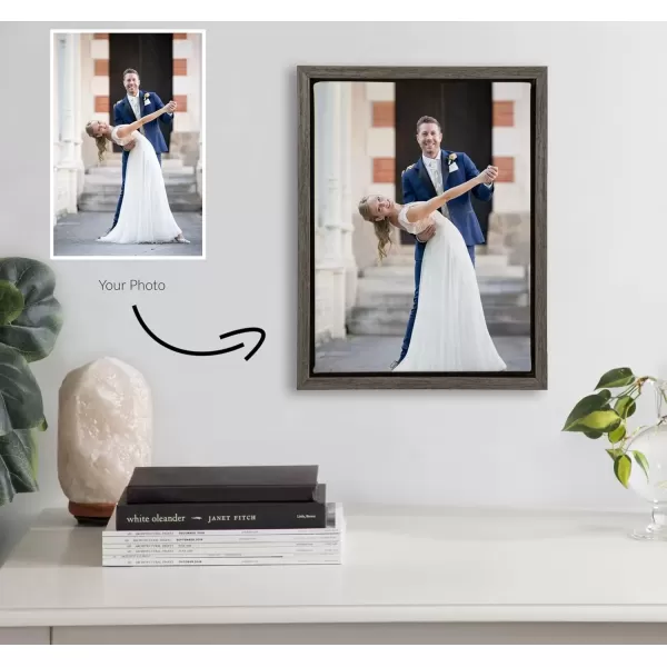 imageKate and Laurel Sylvie Custom Printed Framed Canvas Wall Art 14x265 Dark Gray Personal Canvas Print with Your Photos for Living Room Gallery Wall Decor  Printed and Hand Framed in the USAGray