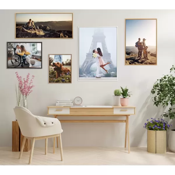 imageKate and Laurel Sylvie Custom Printed Framed Canvas Wall Art 14x265 Dark Gray Personal Canvas Print with Your Photos for Living Room Gallery Wall Decor  Printed and Hand Framed in the USABrown