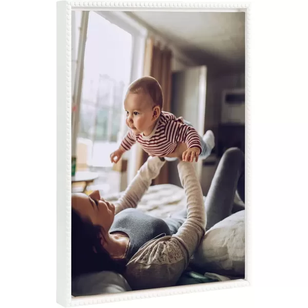 imageKate and Laurel Sylvie Custom Printed Framed Canvas Wall Art 14x265 Dark Gray Personal Canvas Print with Your Photos for Living Room Gallery Wall Decor  Printed and Hand Framed in the USABeaded White