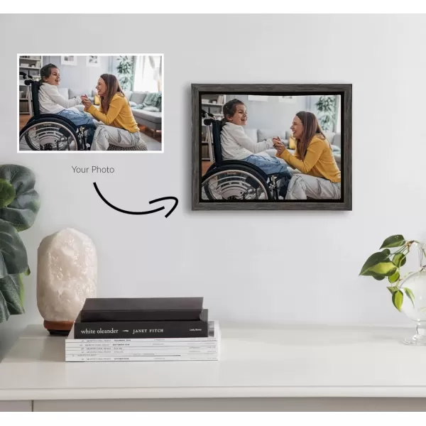 imageKate and Laurel Sylvie Custom Printed Framed Canvas Wall Art 14x265 Dark Gray Personal Canvas Print with Your Photos for Living Room Gallery Wall Decor  Printed and Hand Framed in the USADark Gray
