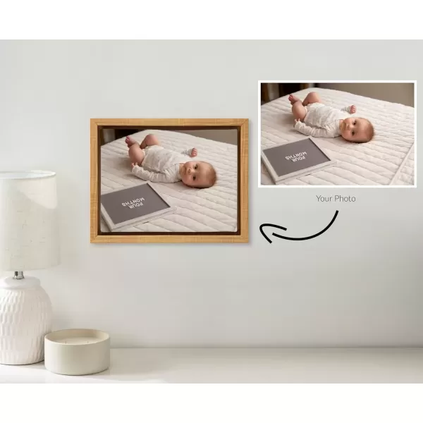 imageKate and Laurel Sylvie Custom Printed Framed Canvas Wall Art 14x265 Dark Gray Personal Canvas Print with Your Photos for Living Room Gallery Wall Decor  Printed and Hand Framed in the USANatural