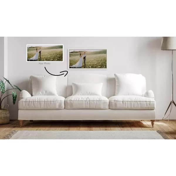 imageKate and Laurel Sylvie Custom Printed Framed Canvas Wall Art 14x265 Dark Gray Personal Canvas Print with Your Photos for Living Room Gallery Wall Decor  Printed and Hand Framed in the USAWhite
