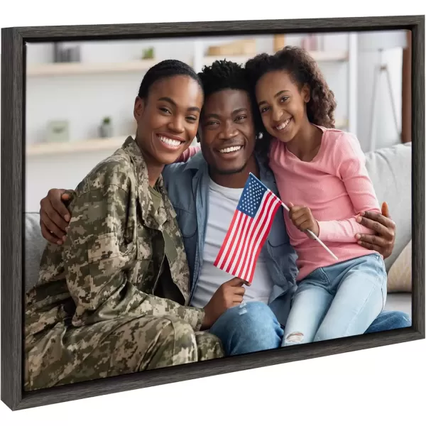 imageKate and Laurel Sylvie Custom Printed Framed Canvas Wall Art 14x265 Dark Gray Personal Canvas Print with Your Photos for Living Room Gallery Wall Decor  Printed and Hand Framed in the USADark Gray