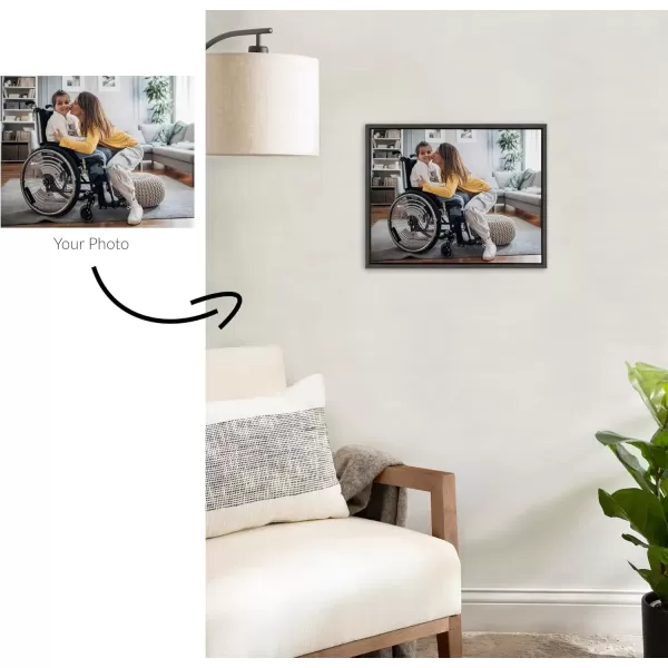 imageKate and Laurel Sylvie Custom Printed Framed Canvas Wall Art 14x265 Dark Gray Personal Canvas Print with Your Photos for Living Room Gallery Wall Decor  Printed and Hand Framed in the USADark Gray